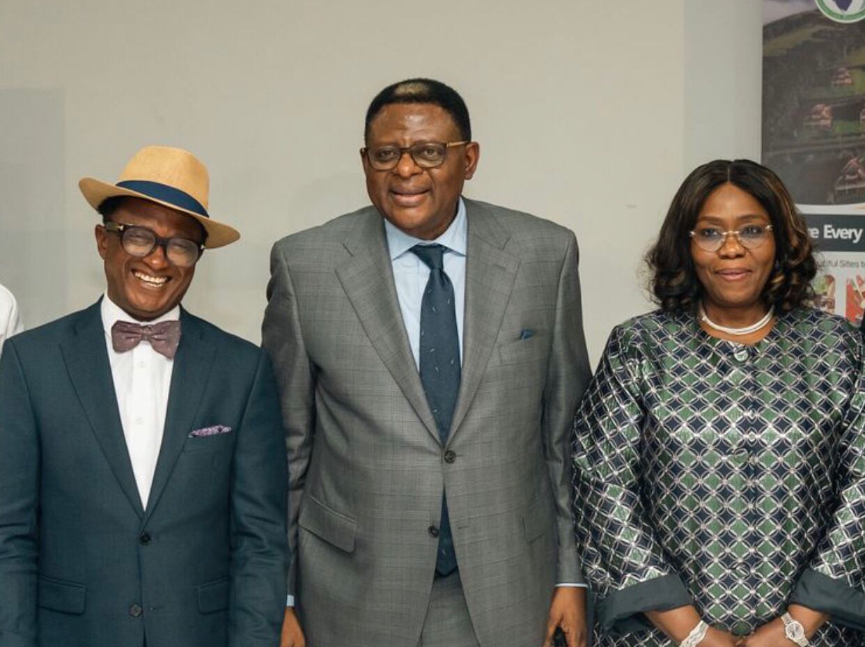 Convener of Think Cross River Convention, Dr DC Enamhe, left, with Gov. Bassey Otu of Cross River and wife, Bishop Eyoanwan Bassey Otu.
