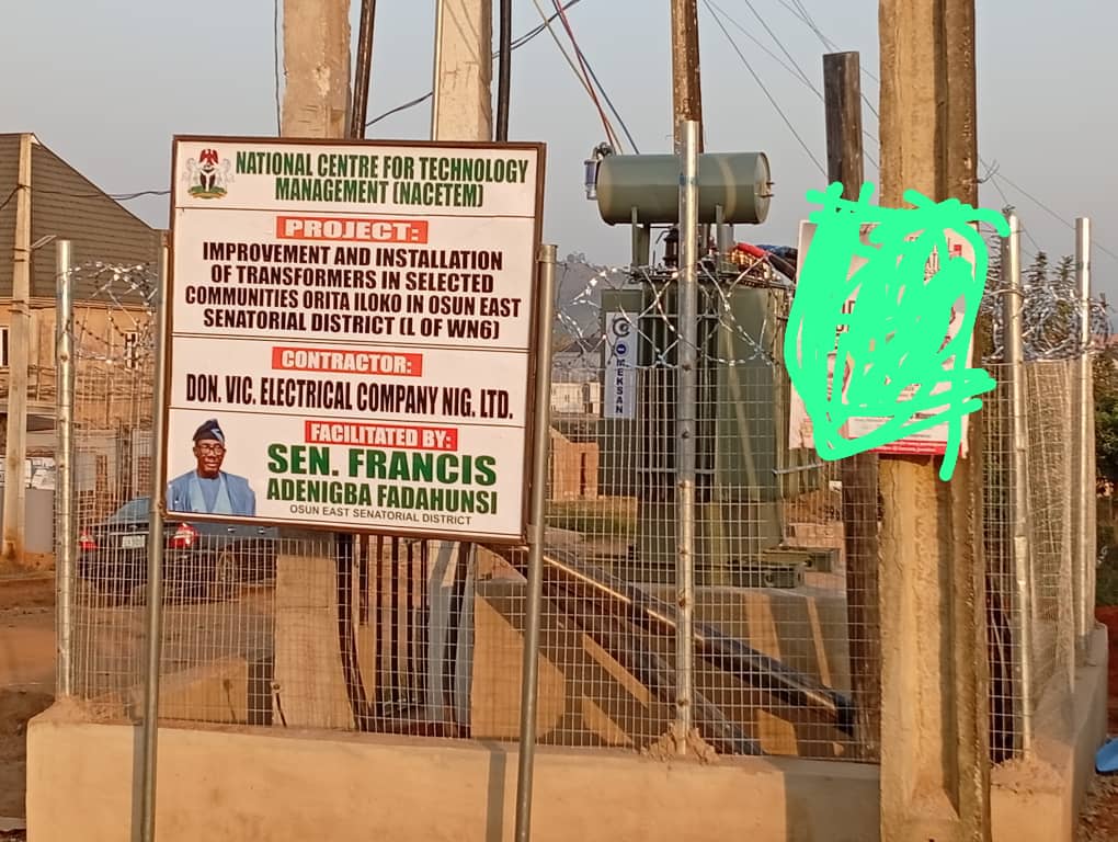 Senator Fadahunsi donates transformer to Osun community